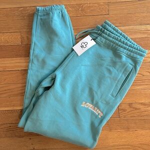NWT The Loyalty Club Embroidered fleece lined teal turquoise sweatpant jogger XL